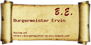 Burgermeister Ervin névjegykártya
